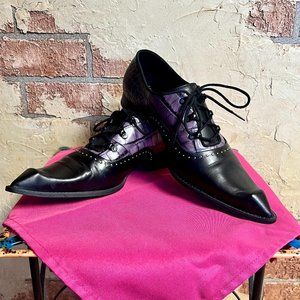 John Fluevog IMPERIAL SWORDFISH LESTAT, CHARCOAL ALLIGATOR, MEN'S SIZE 9